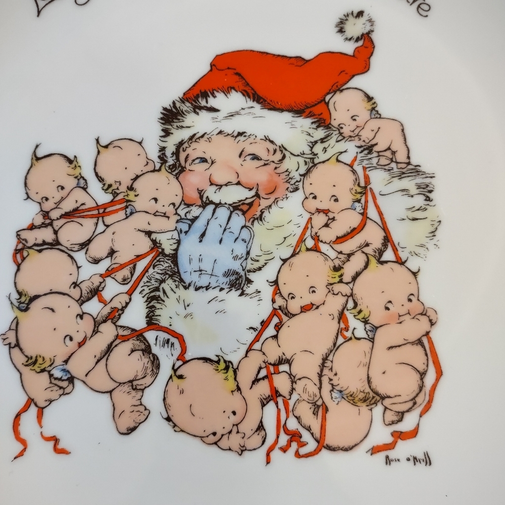 10" Vintage 1973 Kewpie Christmas Plate Dish Art - Picture 5 of 8